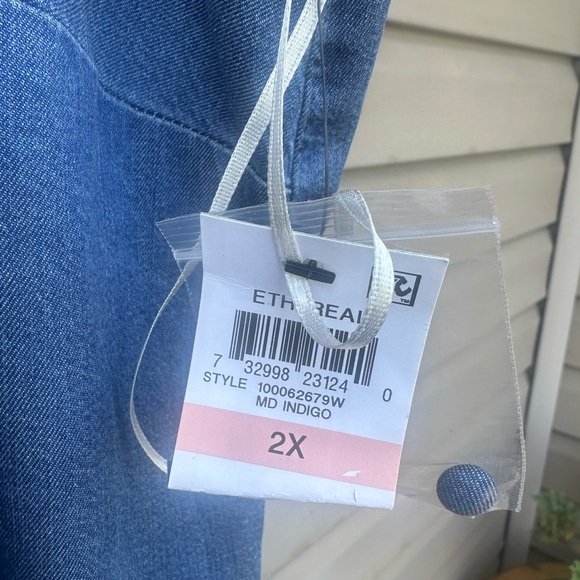 INC Womens Plus 2X / 20-22 Ombre Blue Handkerchief Hem Denim-look Dress NWT - Picture 3 of 11